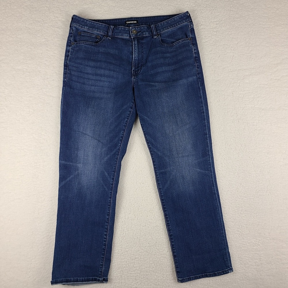 Express Jeans Mens 34x30 Straight‎ Leg Blue Medium Wash